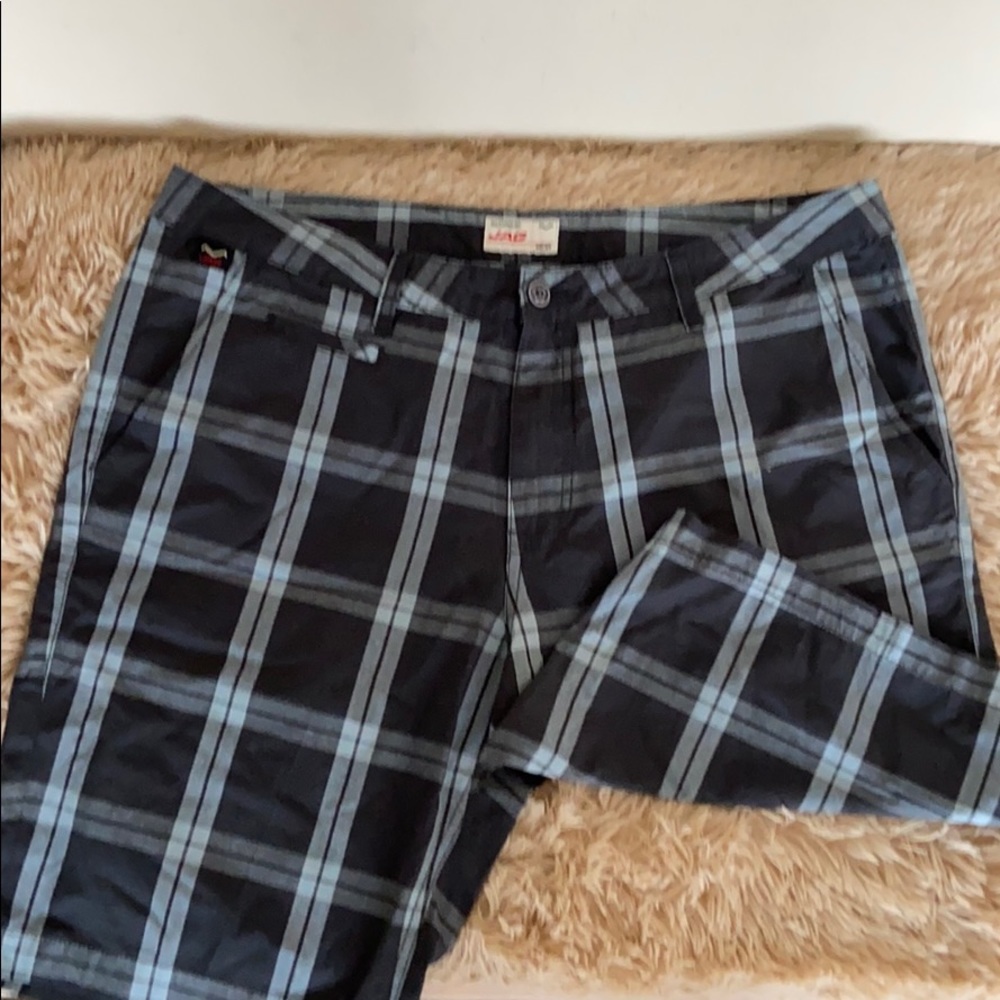 Jag Men’s Navy Blue Plaid Bermuda Shorts